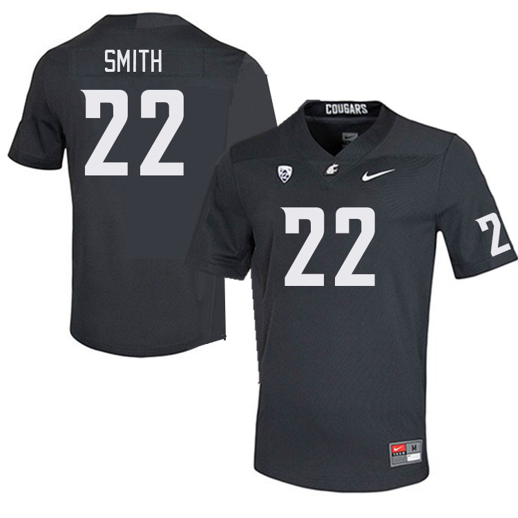Men #22 Warren Smith Washington State Cougars College Football Jerseys Stitched Sale-Charcoal